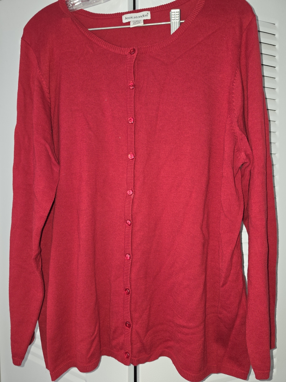 Jessica London Vibrant Red Button-Front Cardigan